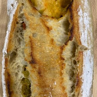 Fresh homemade Green Chile & Cheddar Sourdough Bread