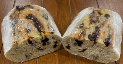 Fresh homemade sourdough Cranberry &Walnut Half Loaves